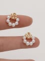 thumb Brass Imitation Pearl Flower Vintage Drop Trend Korean Fashion Earring 2
