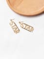thumb Copper Cubic Zirconia Letter Dainty Drop Trend Korean Fashion Earring 0