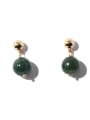 thumb Brass Emerald Geometric Ethnic Stud Earring 4