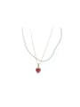 thumb Brass Cubic Zirconia Red Heart Vintage Necklace 0