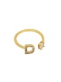 thumb Brass Cubic Zirconia Letter Minimalist Band Ring 4