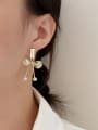 thumb Brass Imitation Pearl Bowknot Minimalist Drop Earring 1