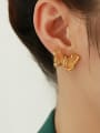 thumb Brass Cubic Zirconia Butterfly Minimalist Stud Earring 2