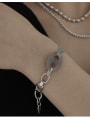 thumb Brass Hip Hop Pig nose Natural stone multi-layer chain splicing   Link Bracelet 1