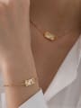 thumb Brass Cubic Zirconia Minimalist Rectangle Bracelet and Necklace Set 1