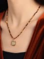 thumb Brass Flower Vintage Glass Tube Chain Necklace 1