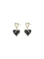 thumb Brass Cubic Zirconia Black Heart Dainty Stud Earring 0