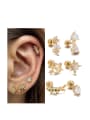 thumb Colored AB Zircon Earrings Geometric Stainless Steel Thin Stem Pierced Ear Bone Nails ( Single-only one) 0
