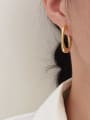 thumb Brass Smooth Geometric Vintage Huggie Earring 1