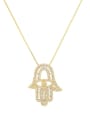 thumb Brass Cubic Zirconia Hand Of Gold Dainty Necklace 0