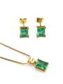 thumb Brass Rectangle  Cubic Zirconia Earring and Necklace Set 4