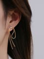 thumb Brass Geometric Vintage Curved lines Drop Earring 1