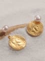 thumb Brass Imitation Pearl Coin Vintage Drop Earring 0