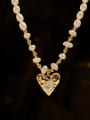 thumb Brass Imitation Pearl Heart Vintage Necklace 0