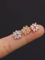 thumb Copper with Cubic Zirconia White Flower Dainty Stud Earring 2