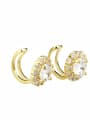 thumb Brass  Round Cubic Zirconia  Dainty Clip Earring 1