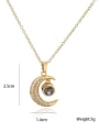 thumb Brass Cubic Zirconia Moon Vintage Necklace 2