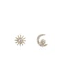 thumb Brass Cubic Zirconia Asymmetry  Star Moon  Vintage Stud Trend Korean Fashion Earring 0