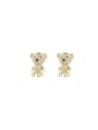thumb Brass Cubic Zirconia Bear Cute Stud Earring 0