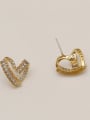 thumb Brass Cubic Zirconia Heart Vintage Stud Trend Korean Fashion Earring 2