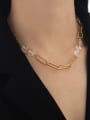 thumb Brass Glass Bead  Vintage Hollow Geometric Chain Necklace 2
