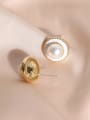 thumb Brass Freshwater Pearl Enamel Geometric Vintage Stud Earring 2
