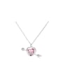 thumb Brass Cubic Zirconia Pink Heart Dainty Necklace 0
