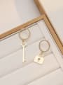 thumb Copper Minimalist Asymmetric key lock Drop Trend Korean Fashion Earring 3
