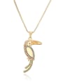 thumb Brass Cubic Zirconia Bird Vintage Moon Pendant Necklace 0