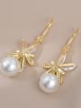 thumb Brass Imitation Pearl Flower Dainty Drop Earring 1