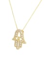 thumb Brass Cubic Zirconia Hand Of Gold Dainty Necklace 1