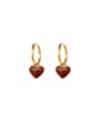 thumb Brass Enamel Heart Minimalist Huggie Earring 0