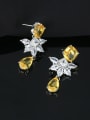 thumb Brass Cubic Zirconia Flower Water Drop Luxury Cluster Earring 2