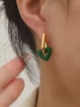 thumb Brass Enamel Heart Minimalist Huggie Earring 2