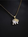 thumb Brass Rhinestone Enamel Elephant Trend Necklace 3