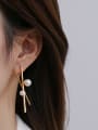 thumb Brass Imitation Pearl Cross Minimalist Stud Earring 2