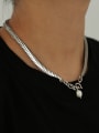 thumb Brass Imitation Pearl Snake Chain Hip Hop Necklace 1