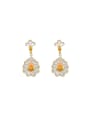 thumb Brass Cubic Zirconia Orange Flower Luxury Drop Earring 0