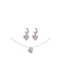 thumb Titanium Steel Cubic Zirconia Dainty Heart Pink Earring and Necklace Set 0