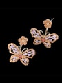 thumb Brass Cubic Zirconia Hollow  Butterfly Luxury Stud Earring 0
