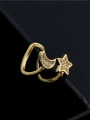 thumb Brass Cubic Zirconia Star Moon Vintage Single Ear clip(Single Only One) 3