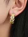 thumb Brass Geometric Minimalist Weave C Shape Stud Earring 1