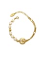 thumb Brass Imitation Pearl Flower Hip Hop Asymmetrical Chain Beaded Bracelet 0