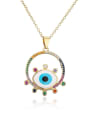 thumb Brass Cubic Zirconia Enamel Eye of Evil  Vintage Heart Pendant  Necklace 2
