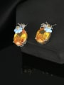 thumb Brass Cubic Zirconia Friut Luxury Cluster Earring 0