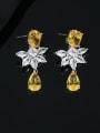 thumb Brass Cubic Zirconia Flower Water Drop Luxury Cluster Earring 1