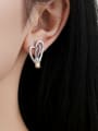 thumb Brass Cubic Zirconia Heart Minimalist Stud Earring 1