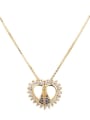 thumb Brass Cubic Zirconia Hollow  Heart Dainty Necklace 0