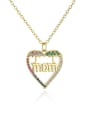 thumb Brass Cubic Zirconia Heart Dainty Letter MOM Pendant Necklace 0