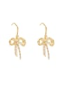 thumb Brass Cubic Zirconia Bowknot Dainty Drop Trend Korean Fashion Earring 0
